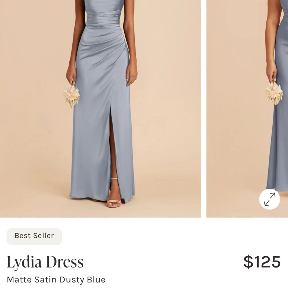 Birdy Grey Matte Satin Dusty Blue Bridesmaid Dress - Picture 2 of 6